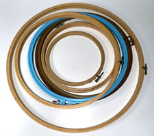 Embroidery Hoops Mixed Lot of 6 - Sizes 6" To 14" Wood Plastic Screw Adjust