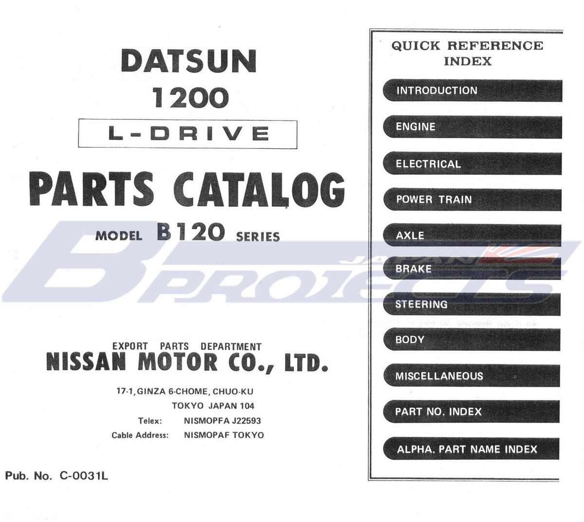 DATSUN 1200 Ute 1978 Parts Catalog 290 Pages (Fits NISSAN LB120