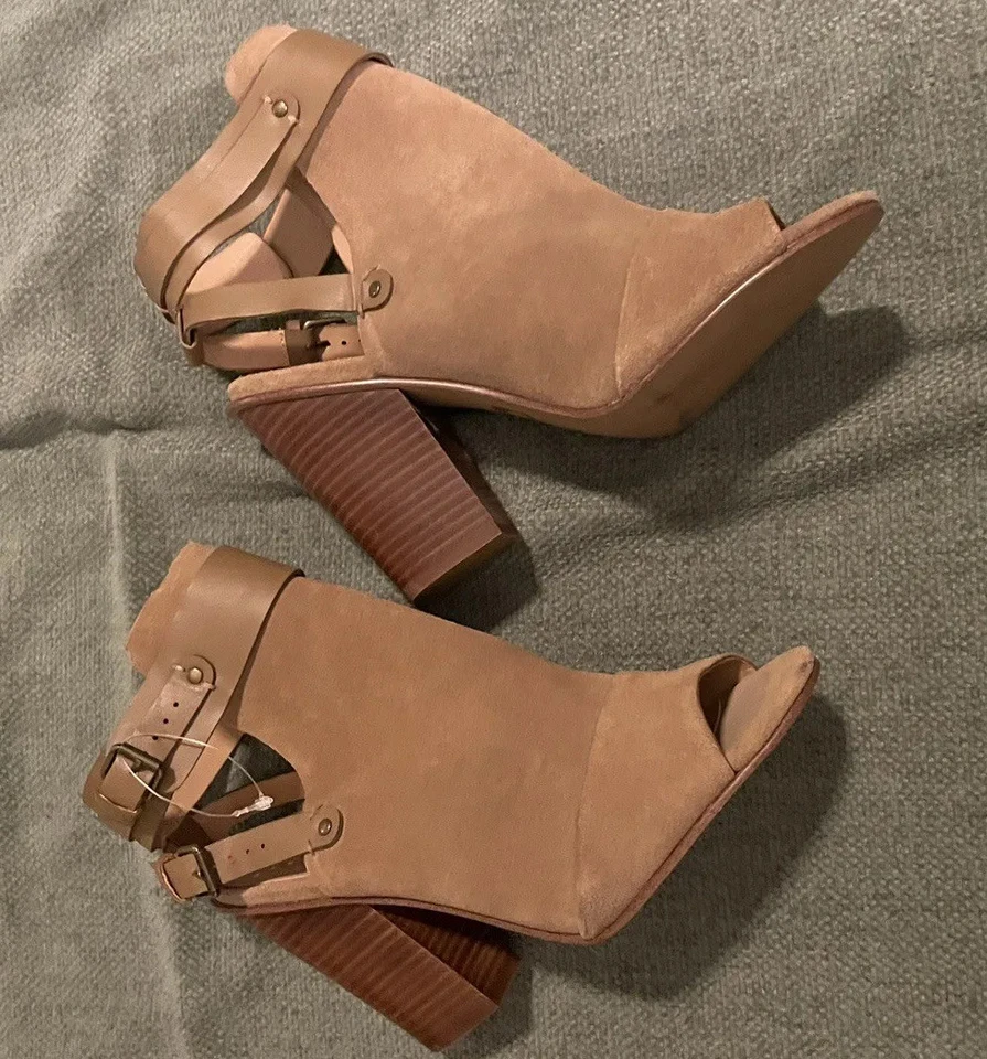 Sandalias Joe’s Petra 9.5 Marrón Gamuza Cuero Punta Abierta Tacón Alto Estilo Bota Foto 4 de 4