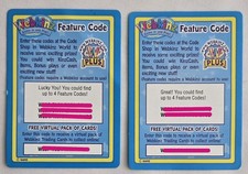 2 WEBKINZ Feature Code Trading Cards 7 Virtual ONLINE Codes 2007 2008 Never Used