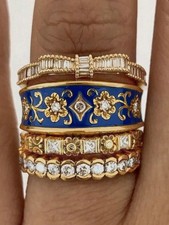 4pcs Yellow Gold Cubic Zirconia Ring Set Size 5 7 8 9 10 11 12
