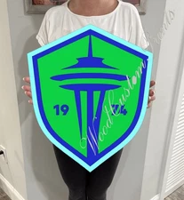 MLS Seattle Sounders FC 3D Logo Soccer Wood Sign 17" Wall Decor Handmade