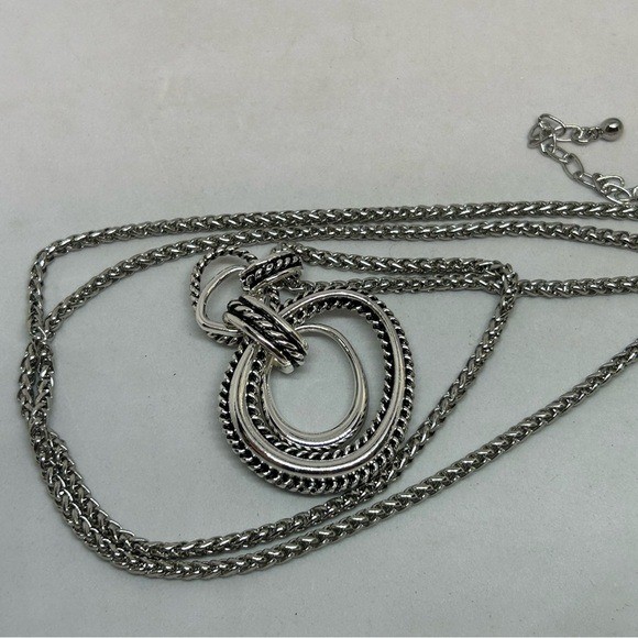 Infinity Silvertone Hoops Necklace - image 6