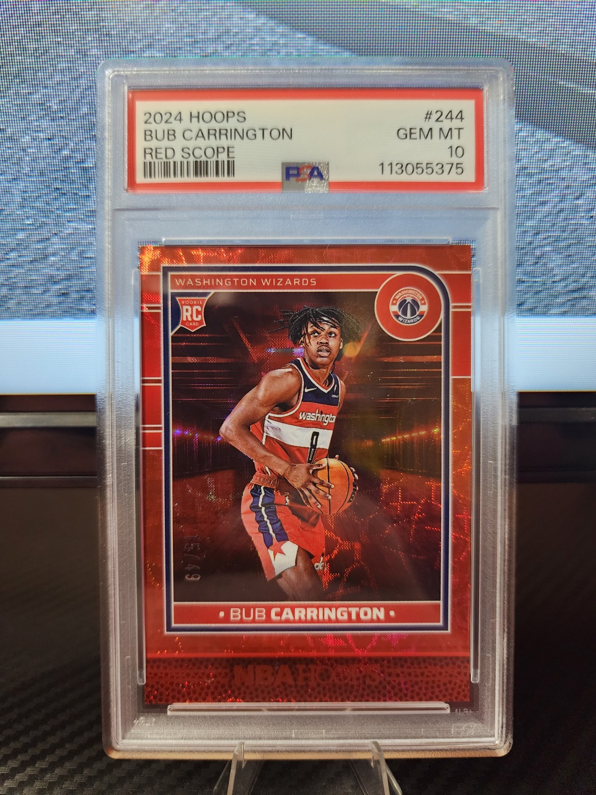 2024 Hoops Bub Carrington Red Scope Card #244 Gem Mint 10 #15/49