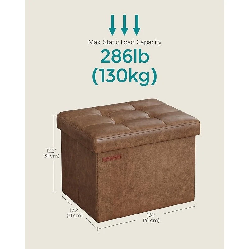 Folding Storage Ottoman Footrest Cube Bench Multifunctional Sturdy Foot Stool US - Image 3 of 4