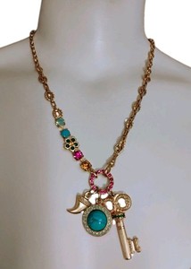 Authentic "My Treasures" Collection by Mariana Gold Plated Key/Horn/Crystal Necklace