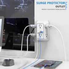 2 Pack Wall Charger, Surge Protector 6 Outlet Extender Multi Plug Wall Outlet...