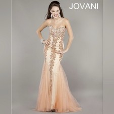 NWT Jovani Blush Pink Embellished Dress Size 12 Prom Evening Gown Formal Event