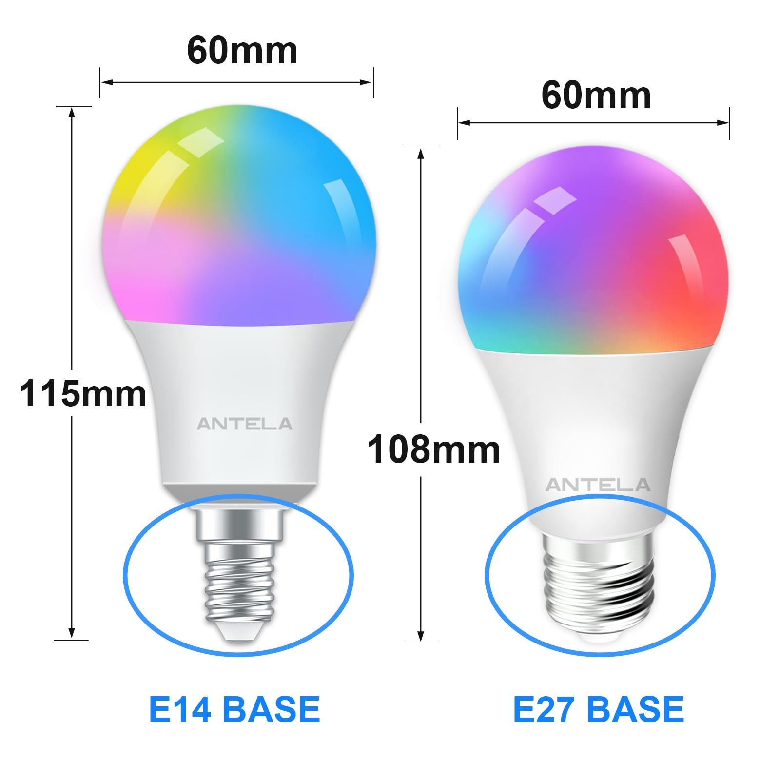 Ampoule intelligente RGB+CCT E14 WiFi A60 2700K-6500K pour éclairage connecté maison