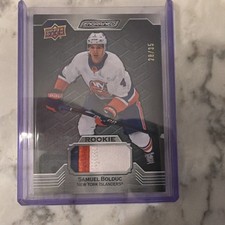 upper deck 23-24 engrained ebony memorabilia samuel bolduc rookie /35 islanders