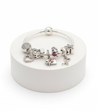 Pulsera de cadena de serpiente de plata Linx con dijes de enfermera de plata de ley 925