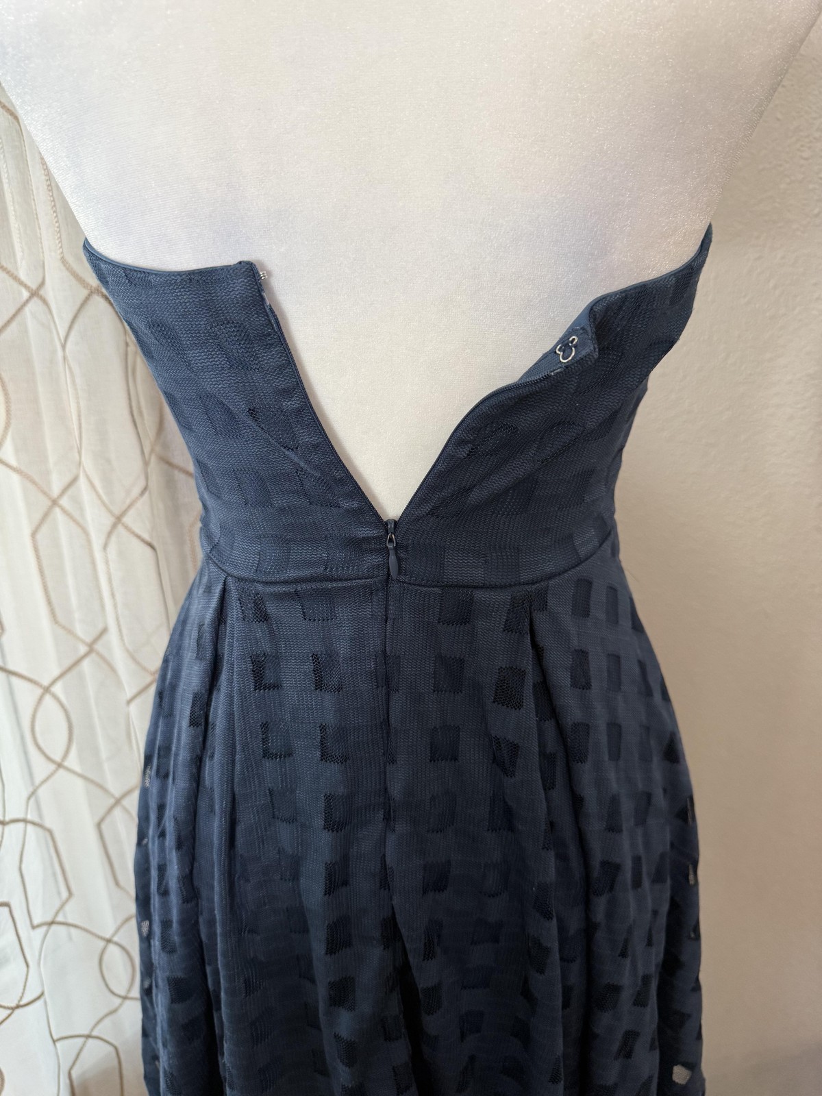 Bongo Dress Womens Small Blue Strapless Sweetheart Fit & Flare Mesh Skater