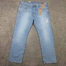 Levis Jeans Mens 36x30 Blue 501 Button Fly Original Straight Light Denim Pants
