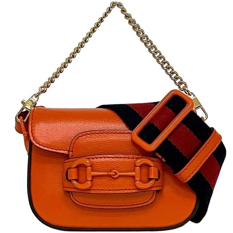 Gucci Mini sac à bandoulière 2 voies F 21631 orange Horsebit élégant sac à main luxe