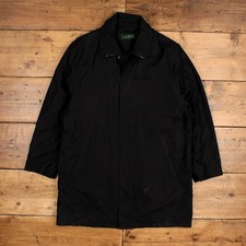 Lauren Ralph Lauren Jacket L 44 Mens Black Mac Coat Lined Preppy LRL