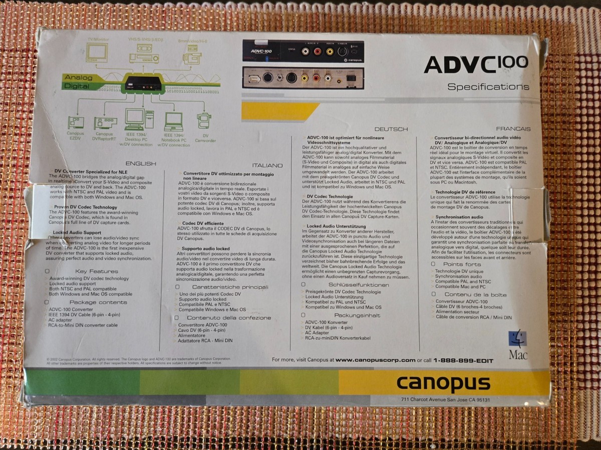 Canopus　カノープス　ADVC-100　アナログ映像デジタル変換器 Canopus ADVC-100 Analog to Digital Video Converter for sale