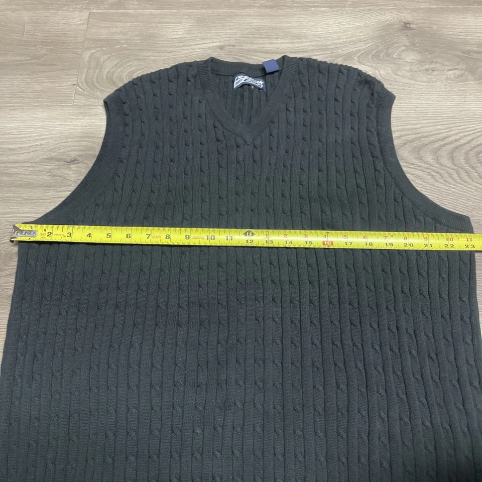 Chaleco Suéter Tejido con Cable Negro Y2K Reebok Golf De Colección Para Hombres XL Foto 2 de 4