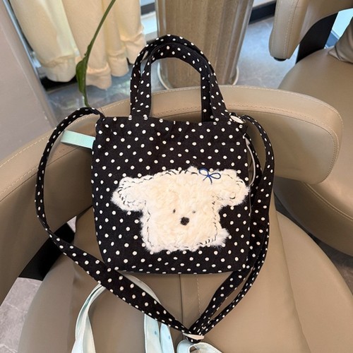 Flocking Dots Handbags Embroidery Shoulder Bag Trendy Tote Bag Casual Outing - Picture 20 of 20
