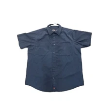 Jesse James Shirt Mens Large Industrial Workwear Short Sleeve Drk Blue Mechanic