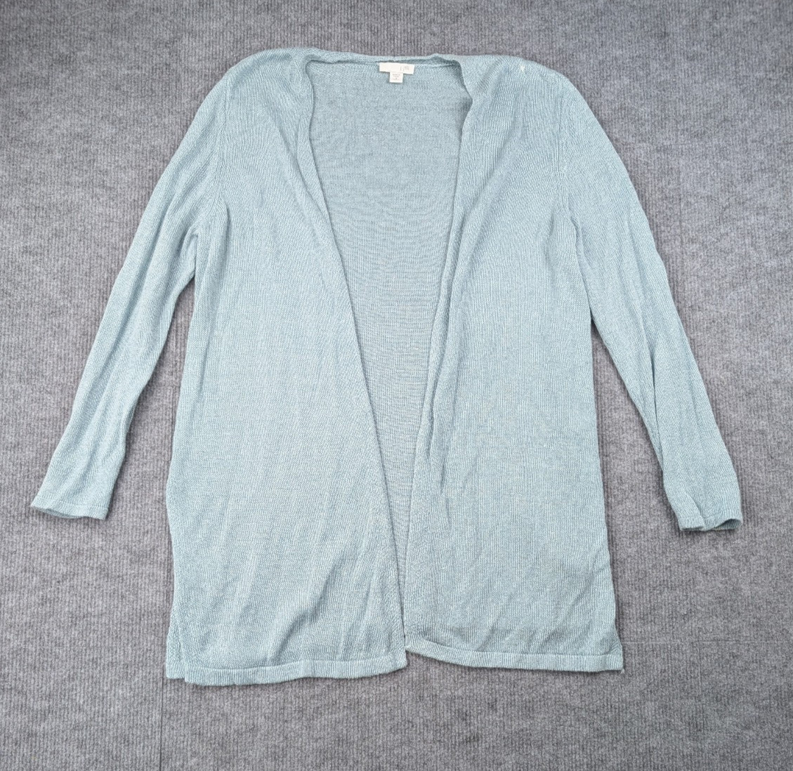 J Jill Duster Cardigan Womens Medium Petite Linen Lightweight Knit Coastal Beach