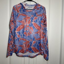 Columbia PFG Women's Super Tidal Tee Hoodie - Floral Sun Shirt UPF 50 - Size M