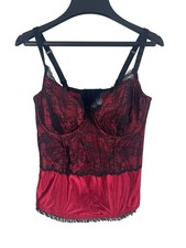 Cacique Red Black Lace Corset Bustier Bra Top Size 14/16 Lingerie Goth Pinup