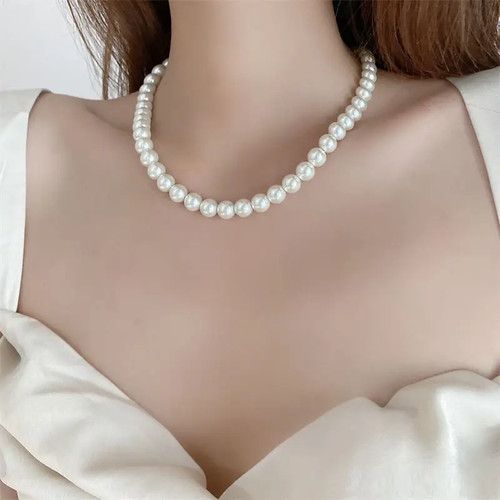 Pearl Choker Necklace Handmade White Beads Baroque Vintage Women Jewelry 1 Pc - Picture 9 of 23