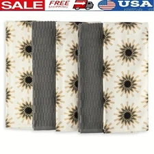 5-Pack Kitchen Towels Set Soft Absorbent Cotton Modern Design Easy Care New