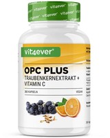 Opc + Vitamin C = 365 Kapseln - Traubenkern-Extrakt 450Mg + 75Mg Vitamin C Vegan
