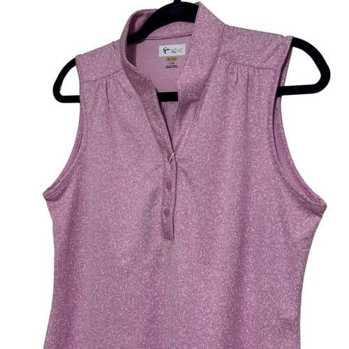 GREG NORMAN Heathered Dot Sleeveless Knit Polo Tank Golf Blouse Purple NWT Large - Picture 2 of 7