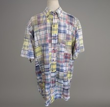 Brooks Brothers Button Shirt Madras Patchwork Plaid Short Sleeve M