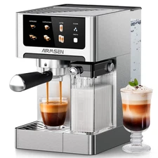 AIRMSEN Espresso Machine / Touchscreen, Cappuccino Latte Machine, Auto Frother