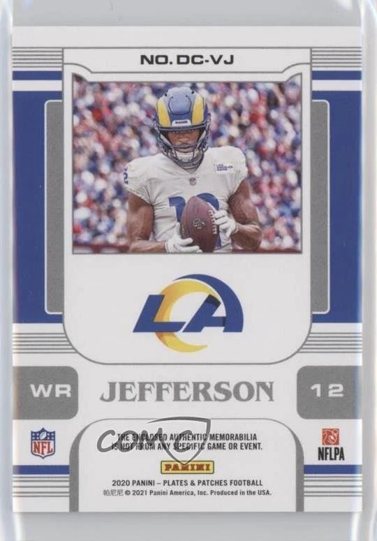 2020 Panini Plates & Patches Double Coverage Blue /50 Van Jefferson Rookie RC - Image 2 of 2