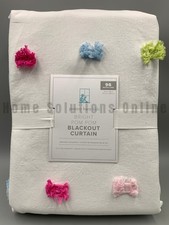 Pottery Barn Kids Bright Rainbow Pom-Pom Cotton Blackout Curtain 96" B3016