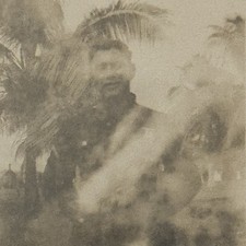 Vintage Snapshot  Photograph “May He Rest In Peace” Ghostly Soldier Man P3A