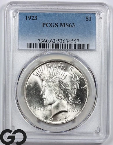 1923 Peace Dollar PCGS MS 63 ** Super Cartwheel Mint Luster, WOW!