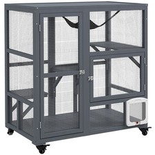 Cat House Indoor Cat Enclosure on Wheels with Openable Top, 39"L