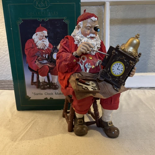 Kurt Adler “Santa Clock Maker” Fixing Clock Figurine 9” Vintage 1990’s