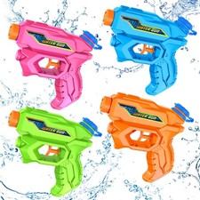 Water Guns for Kids, 4 Pack Mini Squirt Guns Long Range Water Gun Pistol Supe...