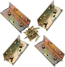 Socell 4 Sets Bed Rail Brackets Heavy Duty No-Mortise Bed Rail Fittings Wooden B