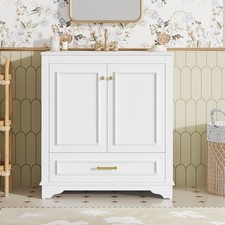 30" Luxurious Bathroom Vanity with Ceramic Sink, Bathroom Vanity Cabinet White