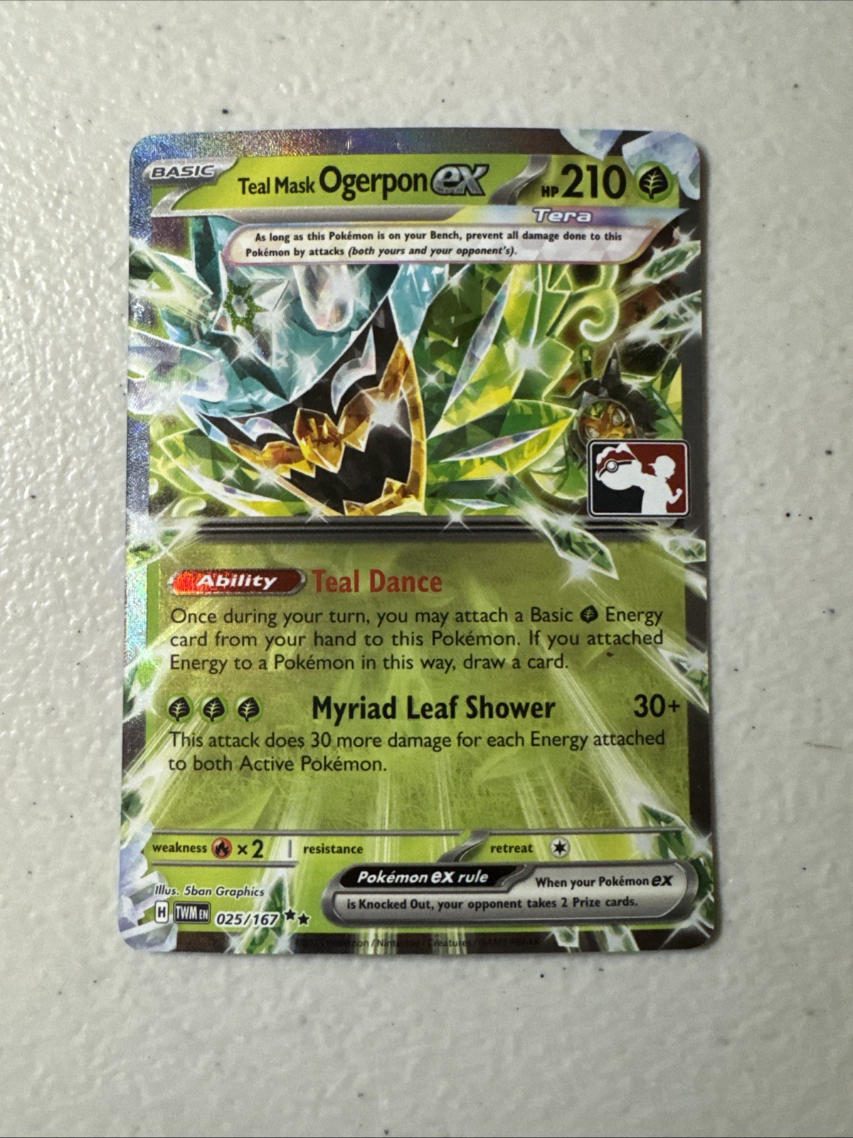 Teal Mask Ogerpon Ex 025/167 STAMPED Play! Prize Pack Series 7 NM Pokemon