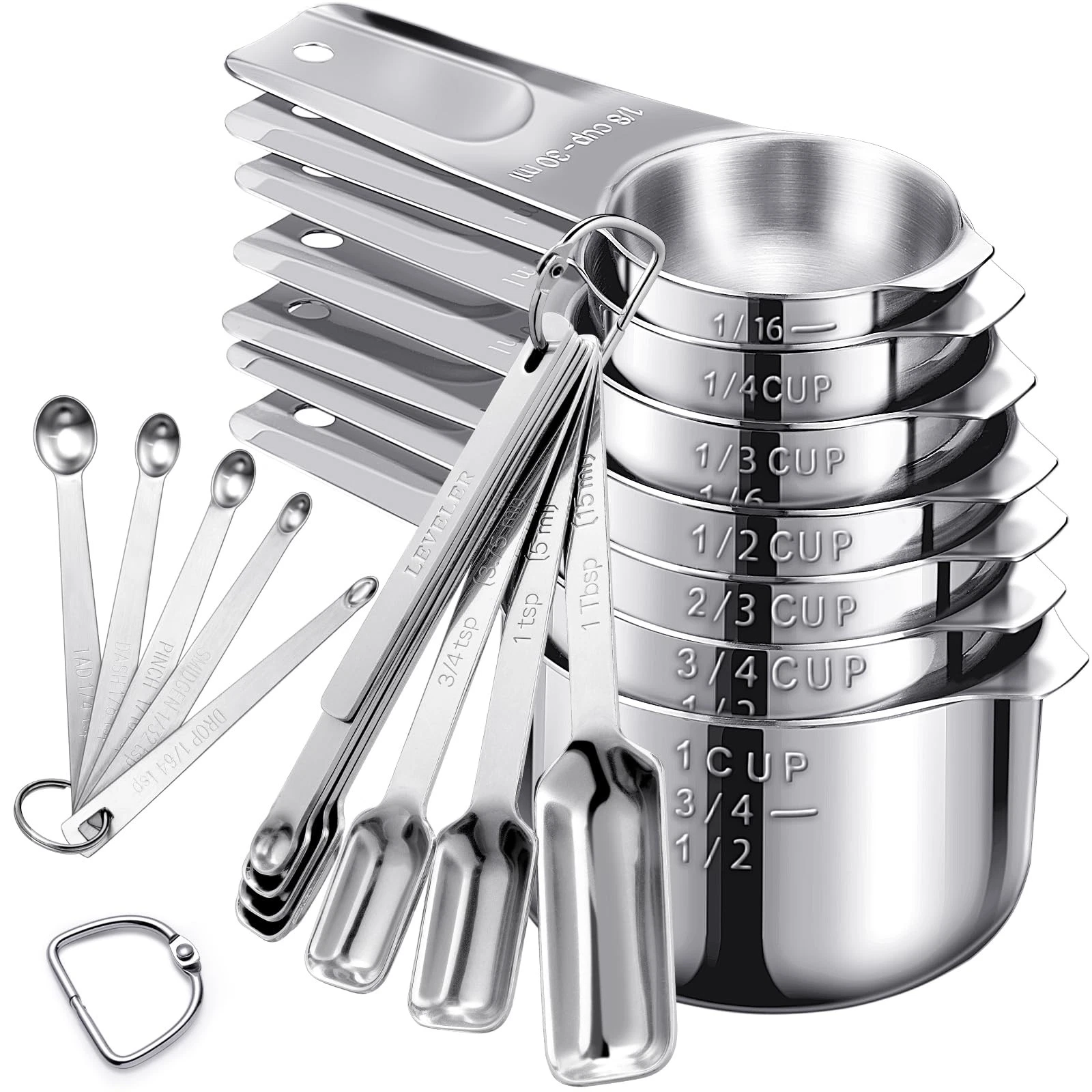 20PCS Measuring Cups and Spoons Set, Stainless Steel Stackable Nesting Measur...