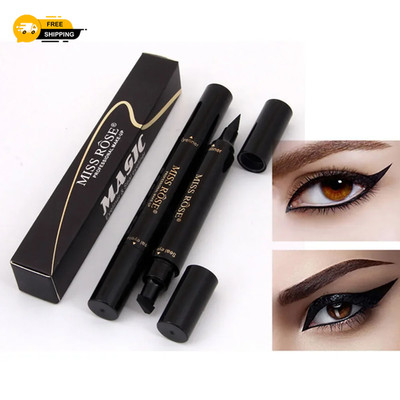 2 in 1 Schwarz Winged Wing Eyeliner Stempel Wasserdicht Eye Liner Stift MISS ROSE
