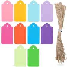 100 PCS Gift Tags with String, 10 Colors Kraft Paper Tags Hanging Tags Price