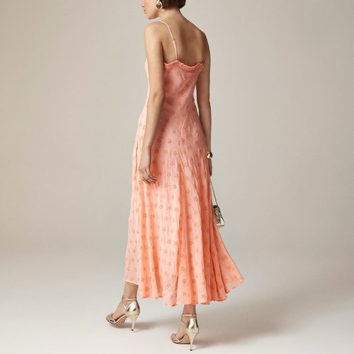 NWT!! J. CREW Collection Eyelet Maxi Slip Dress Blushed Peach Pink Fairy Size 6 - Picture 7 of 15