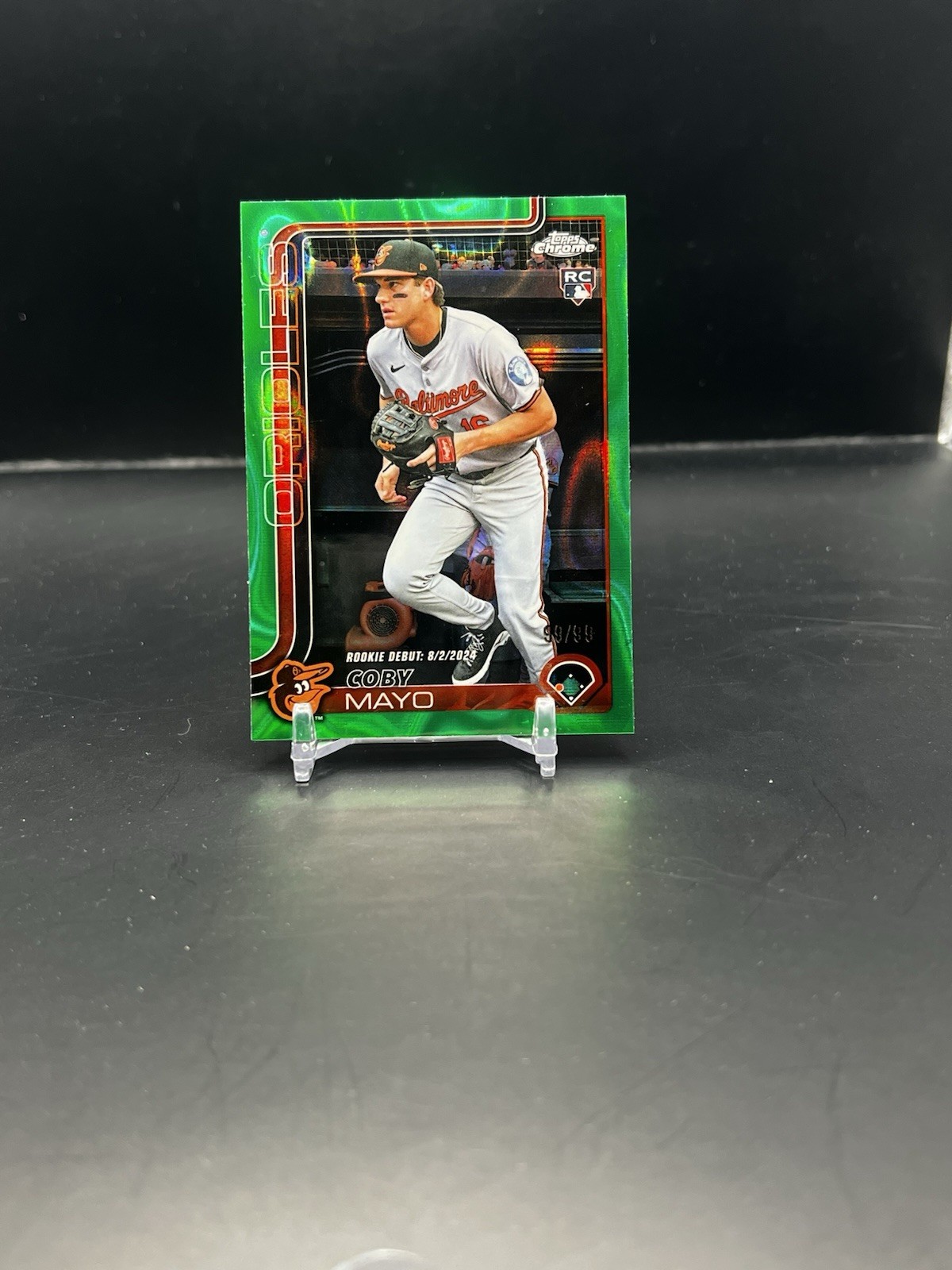 2025 Topps Chrome Update Green Wave /99 Rookie Debut Coby Mayo #USC-94 Orioles