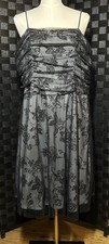 VTG Steppin Out A-line Dress Black Floral Tulle Womens 16 Whimsigoth Coquette