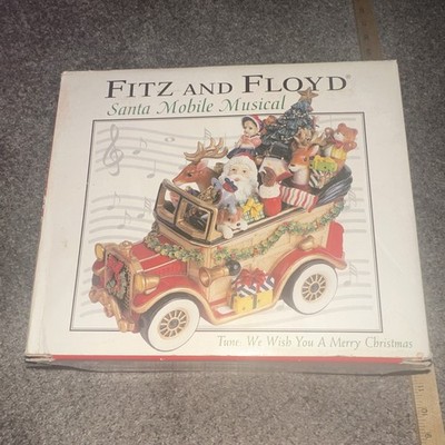 Fitz and Floyd Santa Mobile Musical Santa Figurine Ceramic Painted Multicolor