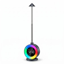 LED Table Lamp with Digital Clock, Dimmable Night Light Touch Desk Lamp with Whi